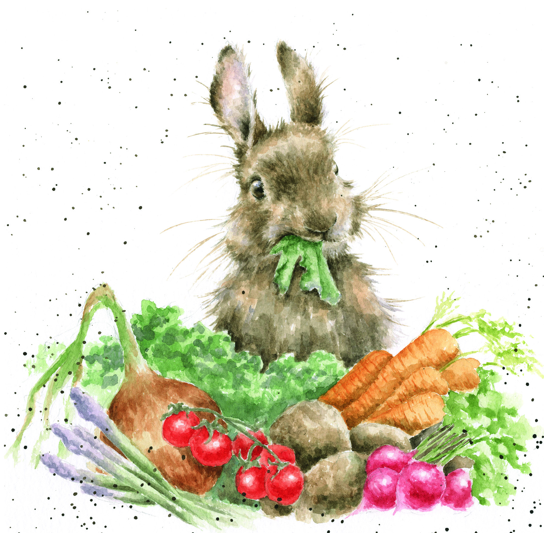 Кролик акварелью открытка