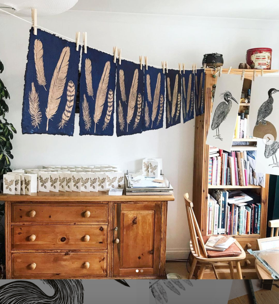 Above: The G7 cards and some of Jill’s prints in her studio.