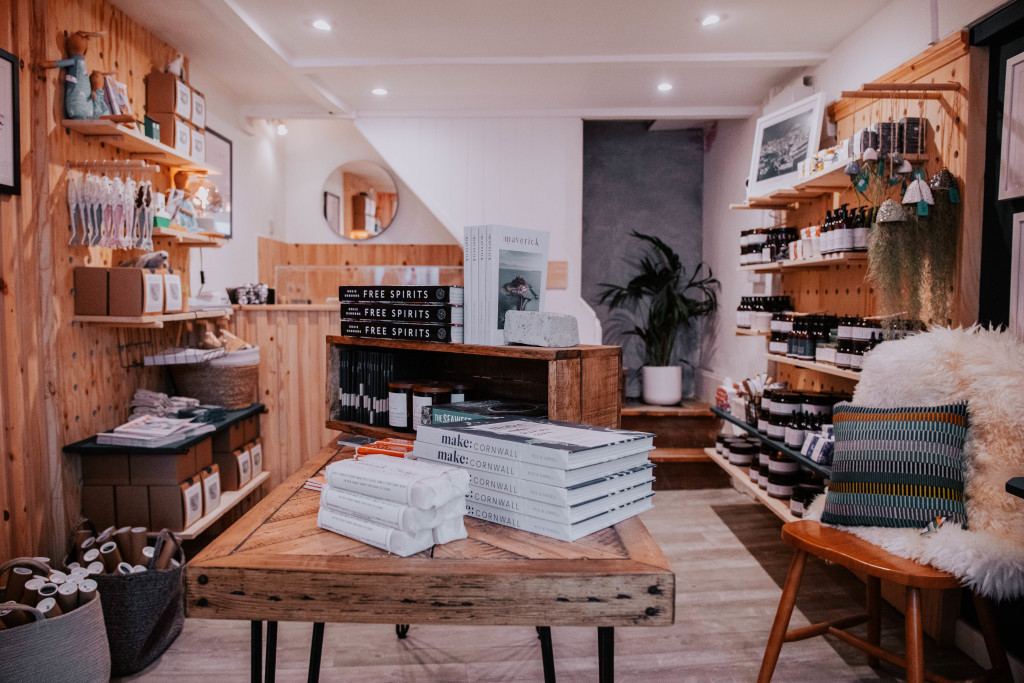 Above: Among its products, the shop sells small batch ethically produced toiletries and also does a roaring trade with its range of hampers.