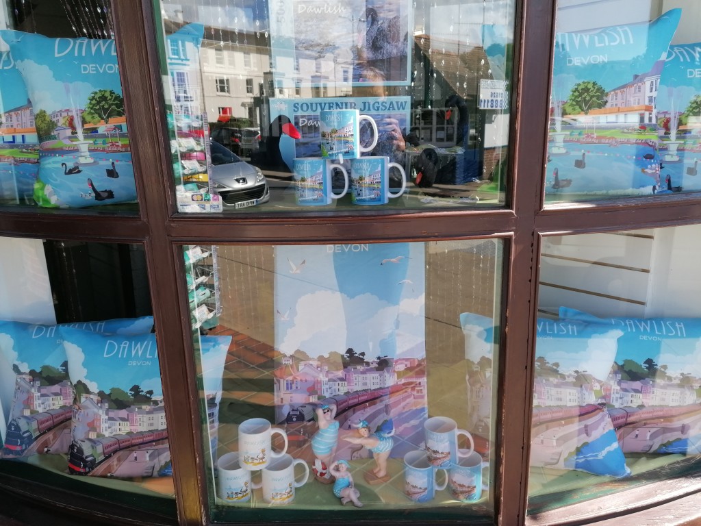 Above: Presents includes a section of Dawlish-themed products in the window as a featured area in the shop.