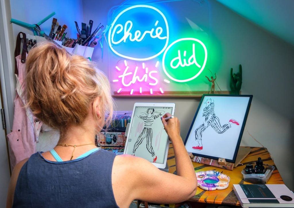 Above: Working in her Shrewsbury home studio