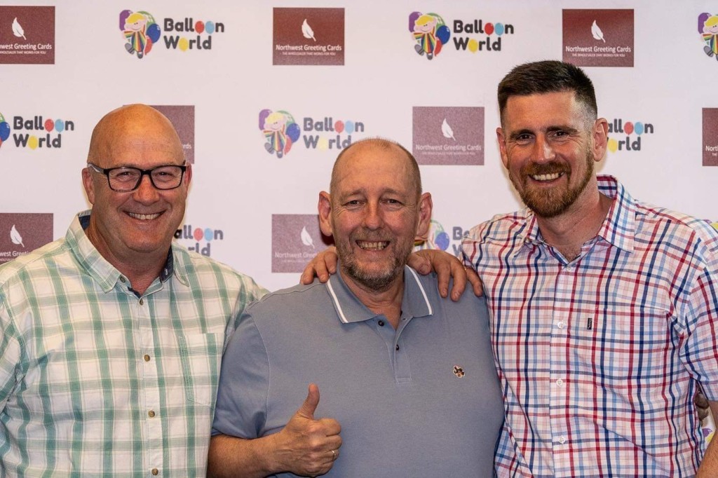 Above: Northwest Greetings md Richard Aylett (centre) with Phil Vievers (left) and Wayne Singleton 