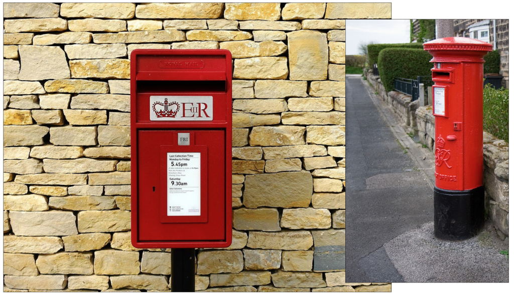 Above: Existing postboxes with the late Queen’s insignia will stay in situ along with those featuring previous monarchs such as her father King George VI