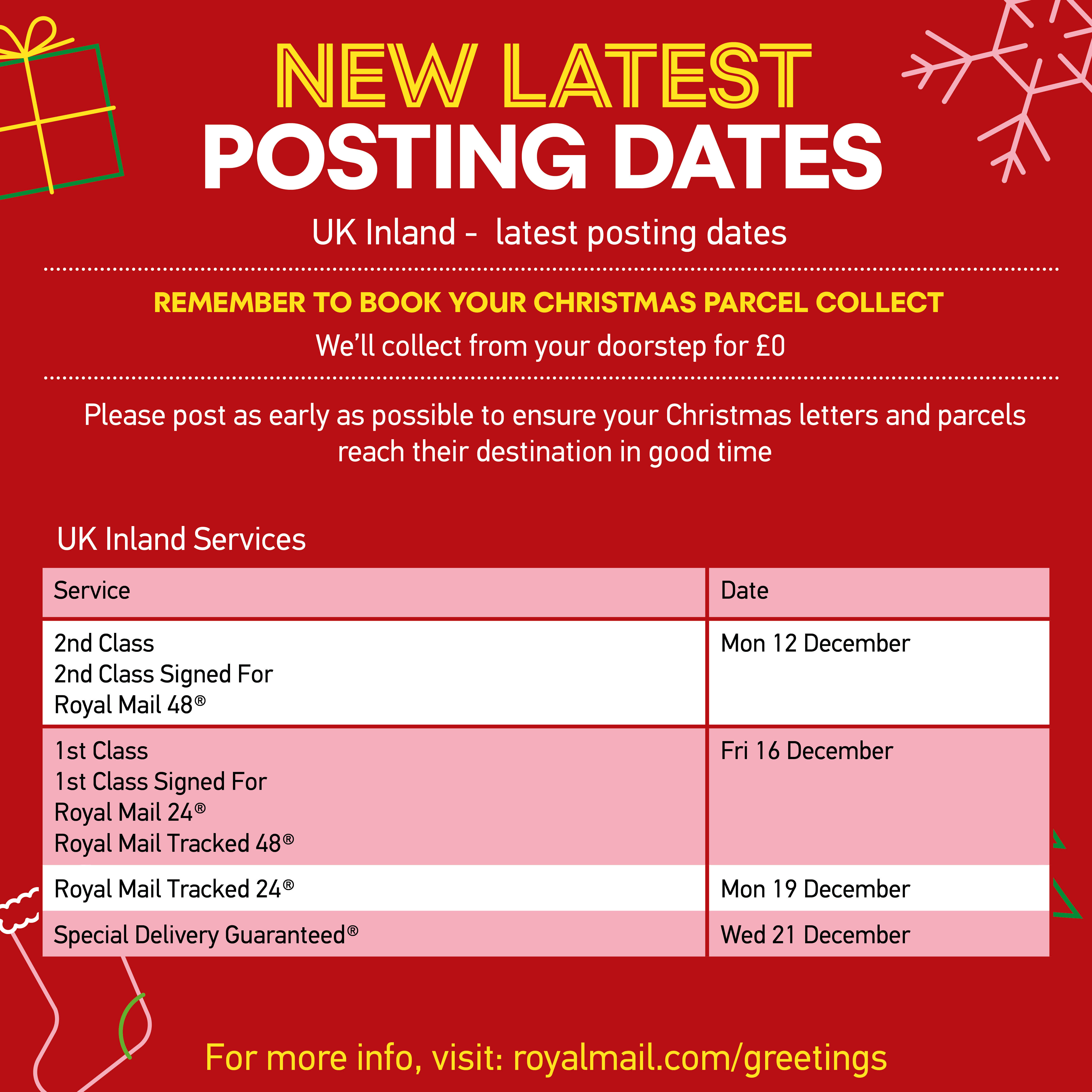 Last posting dates for Christmas 2023