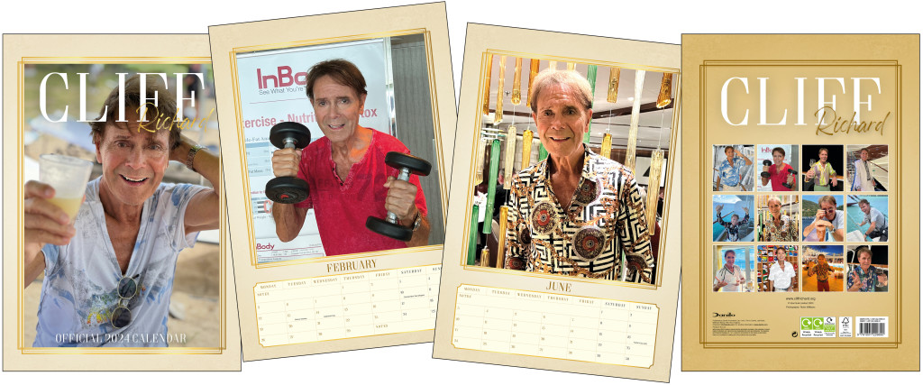 Above: The 2024 official licensed calendar is the 39th from Danilo and Sir Cliff Richard