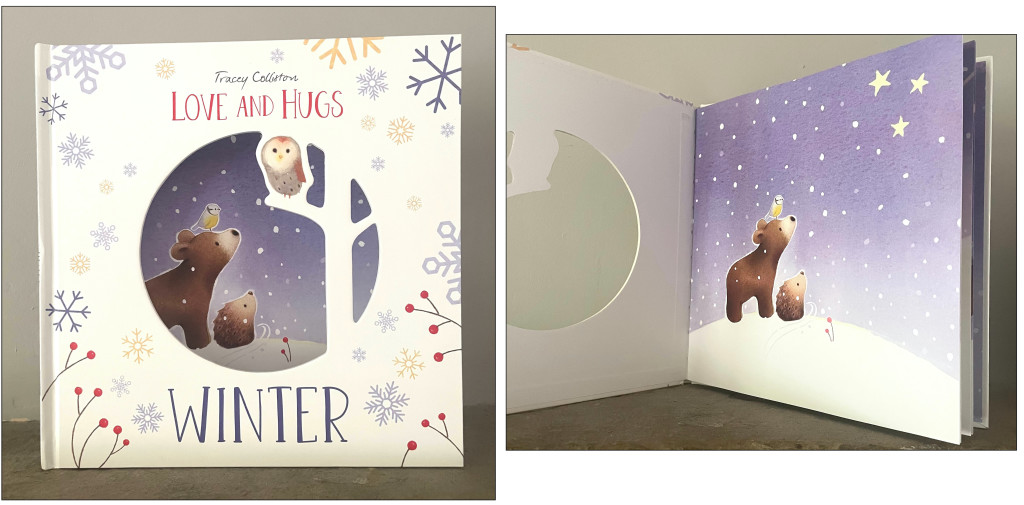 Above: The cut-out cover of Love And Hugs Winter is very tactile