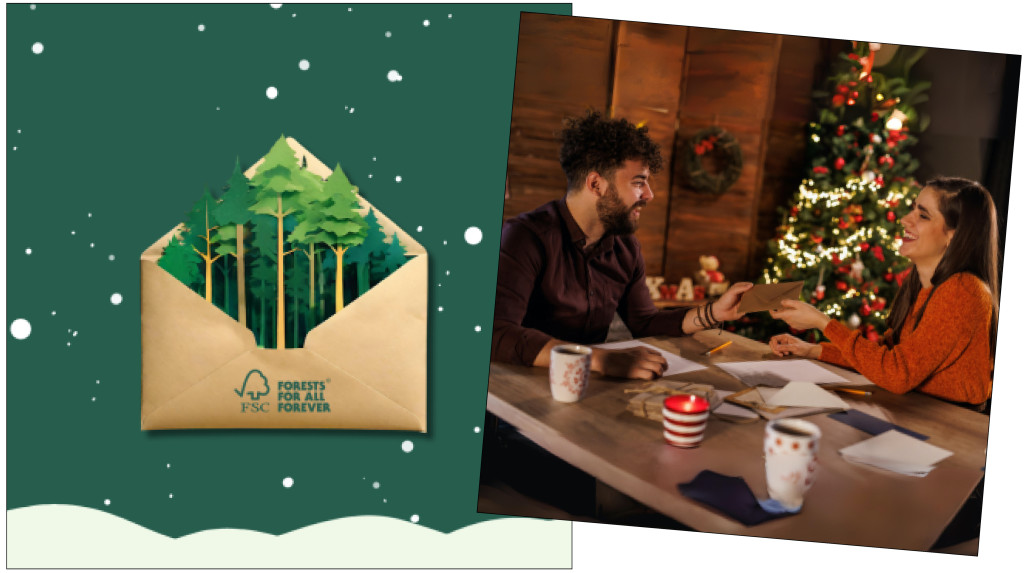 Above & top: FSC is pushing Christmas card sending