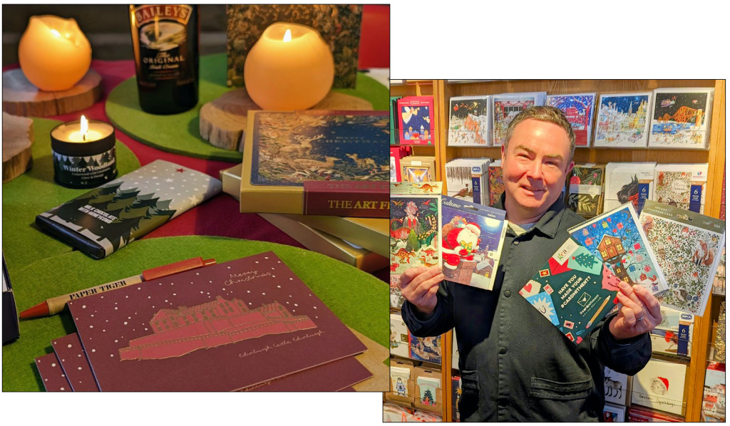 Above: Michael Apter got down to it at his trio of Paper Tiger stores in Edinburgh: “Greeting cards retailers and publishers are all getting themselves into the seasonal spirit today with loads of Baileys. No, hang on, we're all getting into the seasonal spirit with loads of Christmas cards sending!! And potentially loads of Baileys... “Getting your cards written and posted early does a number of very nice things. For instance, right now I am suffused with an enormous sense of self satisfaction and smugness that is thoroughly enjoyable. Also, knowing that you’re starting the festive feels for your card recipients gives you a warm feeling of goodwill to all. “And there's something else. You’re able to send all your cards using Royal Mail second class stamps. Just 75p to send a card from one end of the country to the other. Magnificent. “Cards make people happy – that’s a fact. So, make sure you spread some joy among your family and friends, and make sure that you send cards this Christmas! I'm writing mine with the glow of the candles and a bar of our chocolate. Now, where did I leave that glass..?”