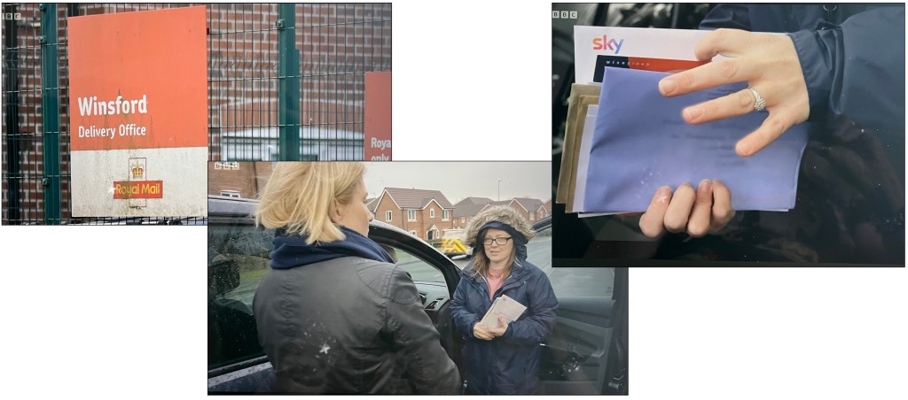 Above & top: At the Winsford Delivery Office this woman showed her birthday card and letters she has to collect herself