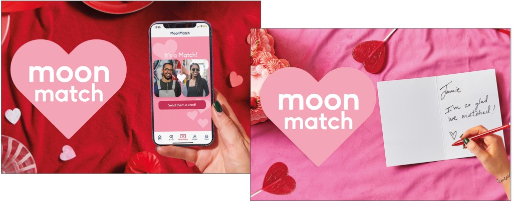Above: Love is in the air at Moonpig – or is it!