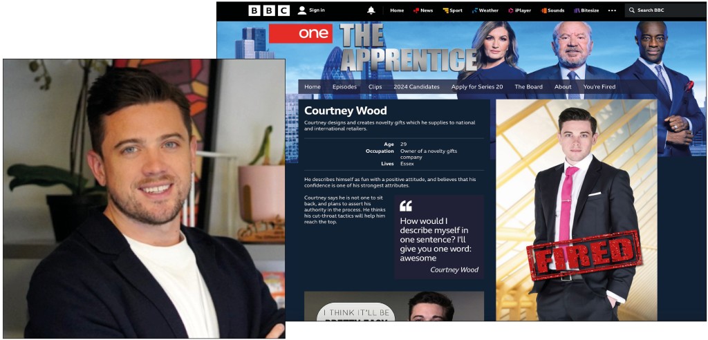 Above: Courtney has been building his business since his appearance on The Apprentice