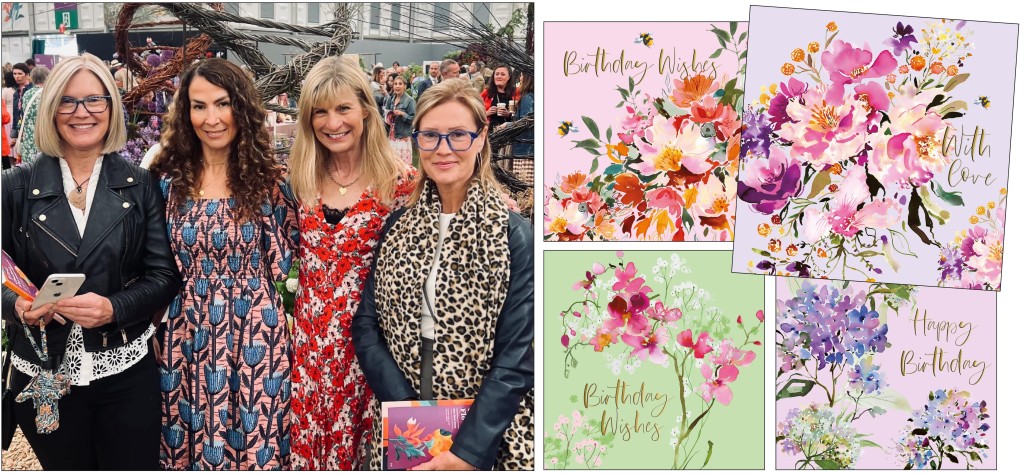 Above: Alison (left), Tina, pal Sandie Athow and NQP national account manager Jenny Weare at the RHS event, which inspired the Chelsea Darling range