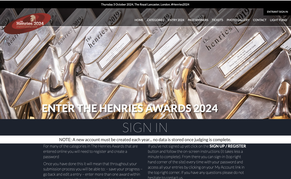 Above: The Henries website is back in action 