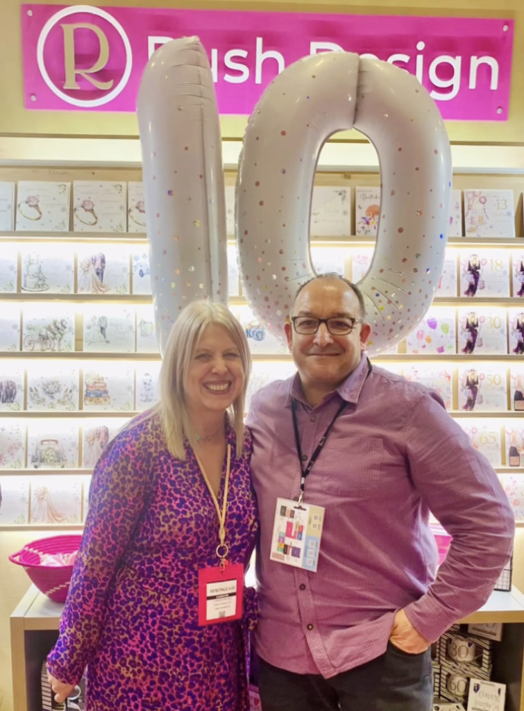 Above: Lorraine and husband Ian on Rush’s stand at Spring Fair