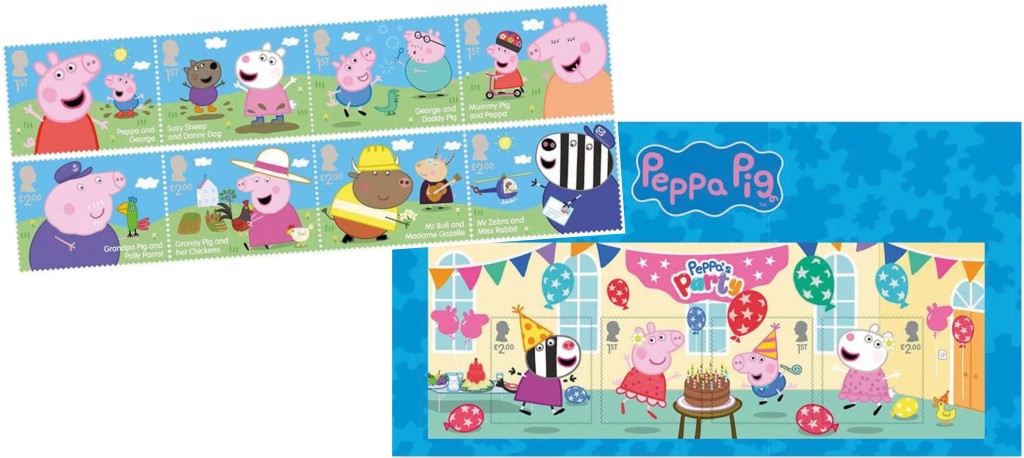 Above: Peppa and chums feature on the latest set of special stamps