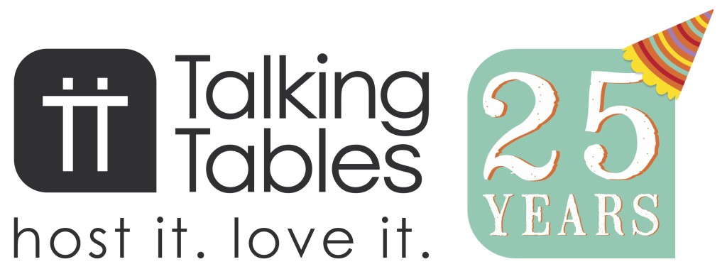 Above: Talking Tables has a special logo to mark 25 years of fun celebrations