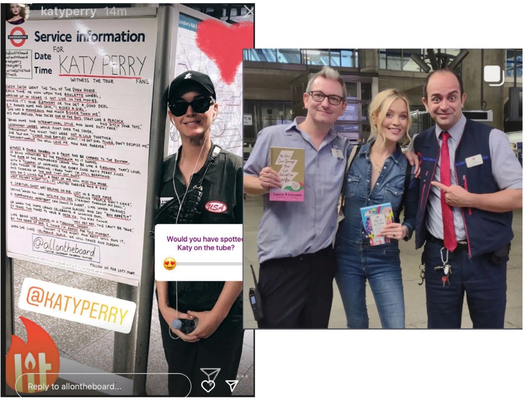 Above: Katie Perry is among the stars who love Ian and Jeremy’s boards – they’re pictured with tv presenter Laura Whitmore