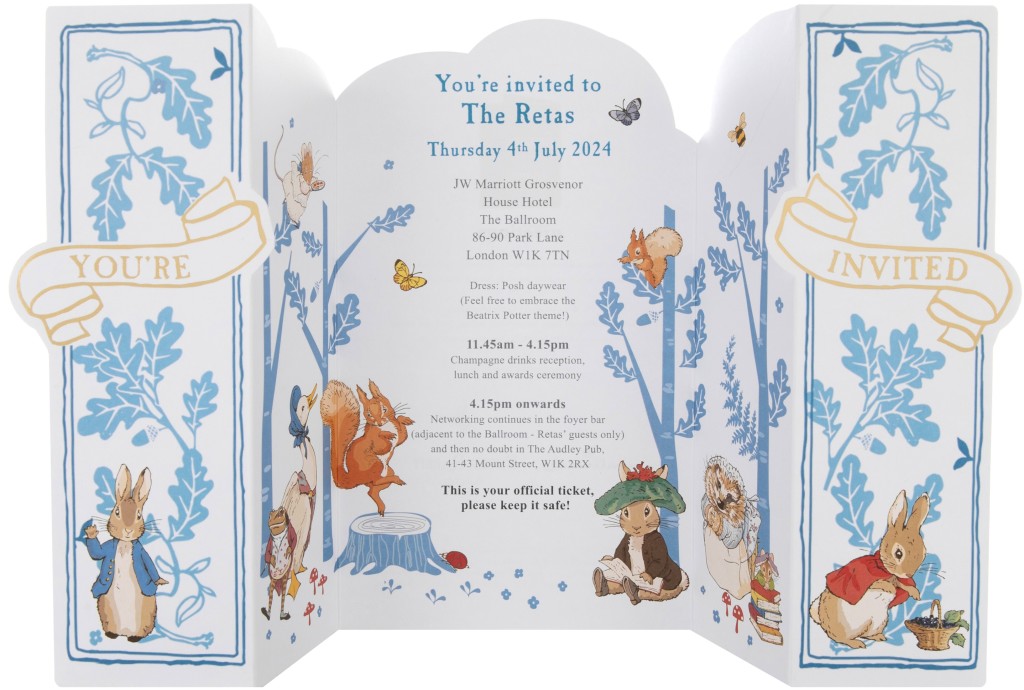 Above & top: Hallmark’s lovely invitation for The Retas 2024