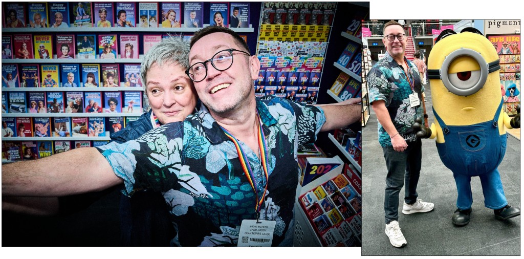 Above: The now traditional Dean Morris and Sarah Laker, of Stationery Supplies, silly show pic had a Titanic theme, while Dean managed to tick a selfie with a Minion off a bucket list he didn’t know he had!
