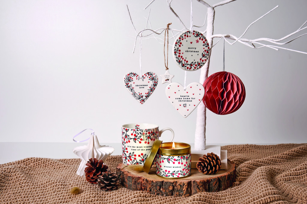 Above: Berry is one of the looks in the Christmas collection, which includes ceramic keepsakes, mugs and home fragranced items