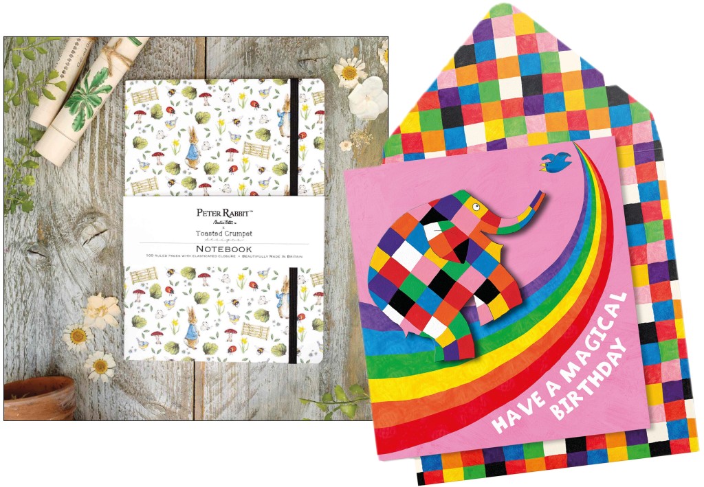 Above: Tache’s Elmer cards (right) and Toasted Crumpet’s World Of Peter Rabbit Collection are in the running