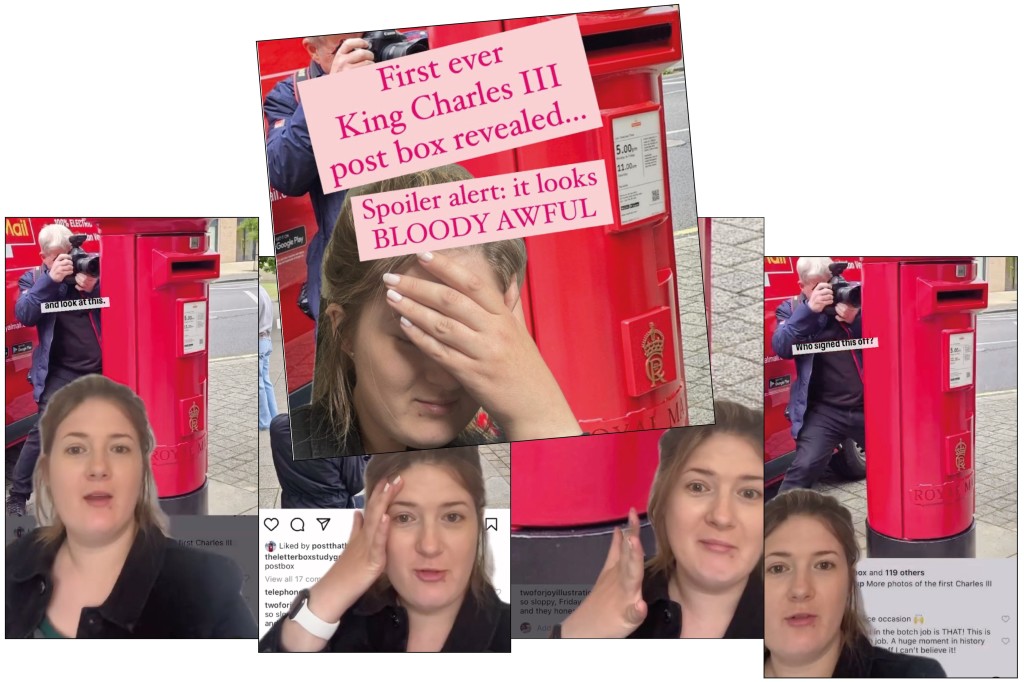 Above & top: Louise made her feelings known on the new post box 