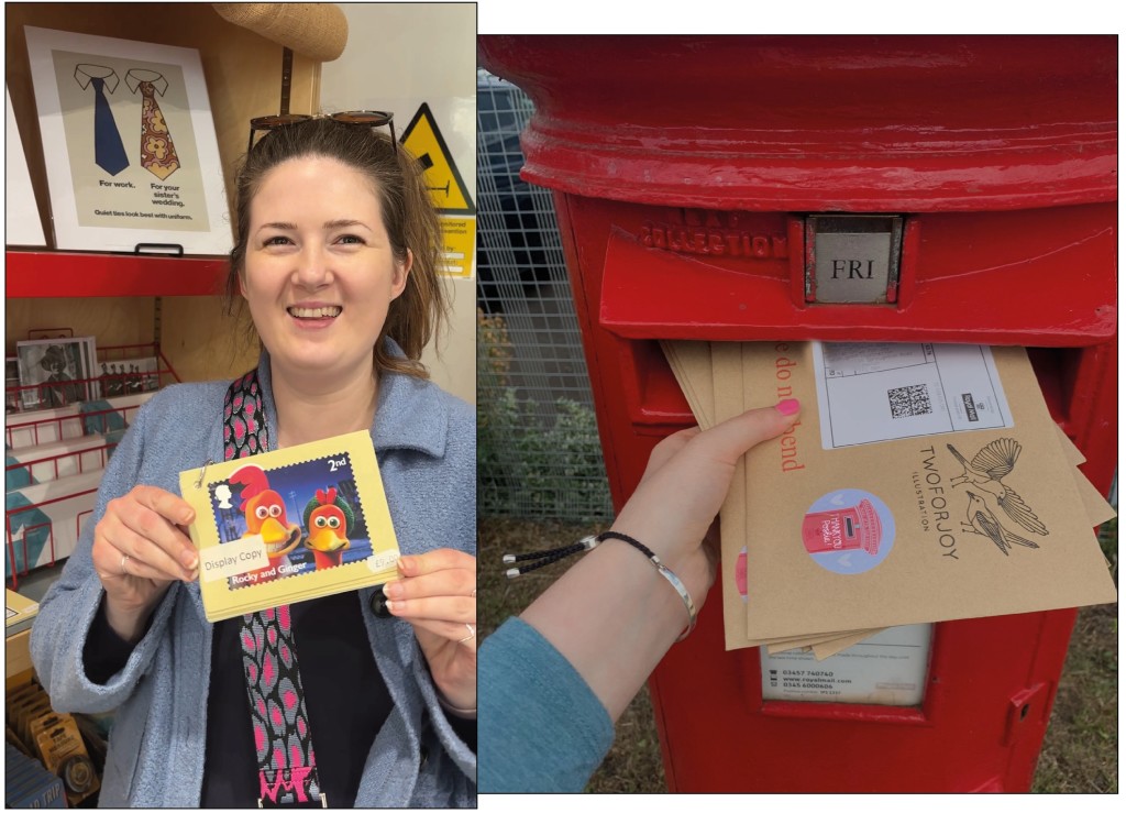 Above: A visit to the Postal Museum was a treat for Louise, who says thank you to posties with all her orders