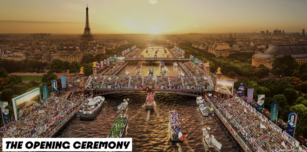 Above: A water-borne parade for the opening of the Paris Olympics this evening