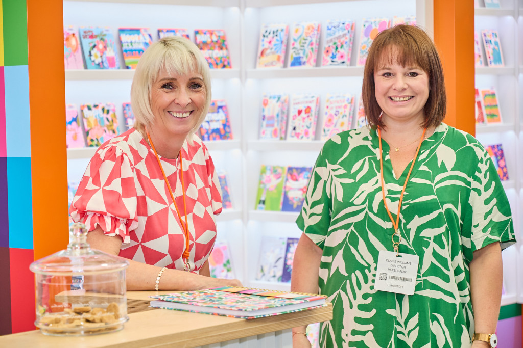 Above & top: Karen Wilson (left) and Claire Williams on the Paper Salad stand at the recent PG Live