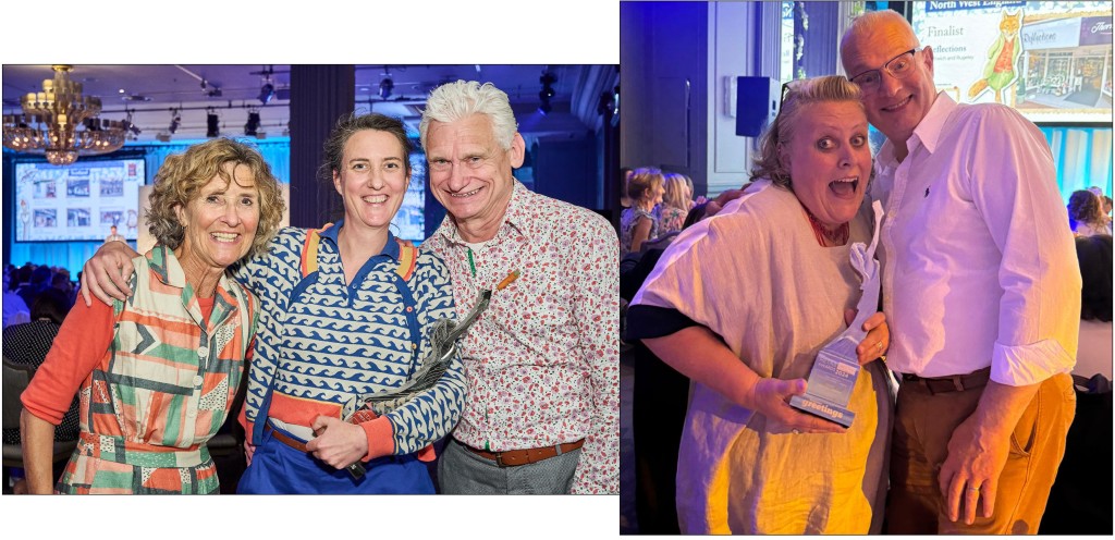 Above: A gleeful Stuart and Lisa Delahoy (right) from Set, and Strickland And Holt’s Mishi Holt and Bryony Richardson celebrate with independent sales agent Mike Rignall