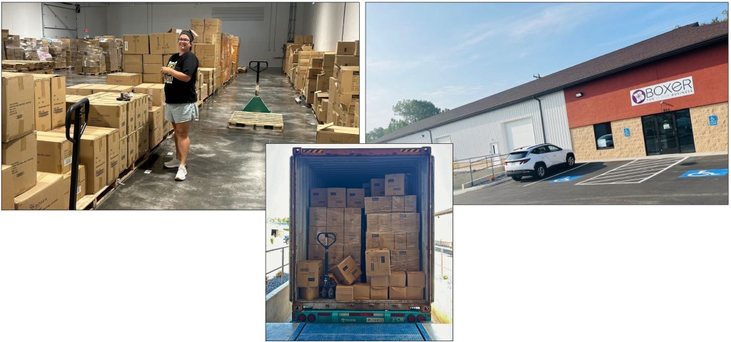 Above: The Virginia warehouse gets up and running under new manager Kirstie as the first inventory arrives