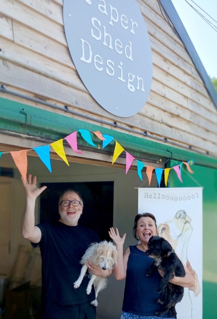 Above: “Yay! Absolutely delighted to have made it to the finals!” said Jo and Dan O’Brien, from Paper Shed Design. “We’ll be celebrating with ice creams all round, including our dogs Maisy and Flossy as they were Dan’s original inspiration for the Absolutely Barking range.”