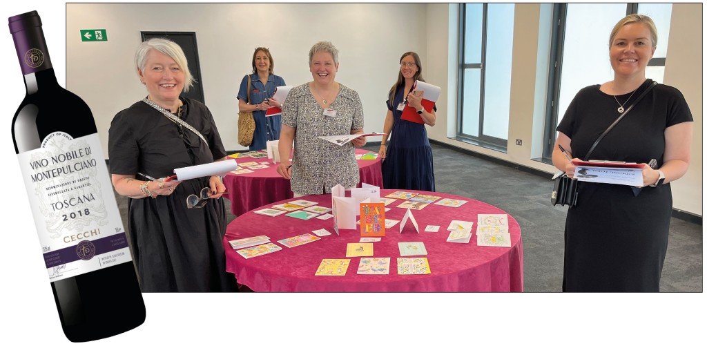 Above: (right-left) Sam Ody of Cardzone, Lauren Thomas of Tesco, Sarah Laker of Stationery Supplies, Deb Came of Paperweight, and Jo Amor’s Jo Webber who was one of those believing Roman triumphs include the liquid variety