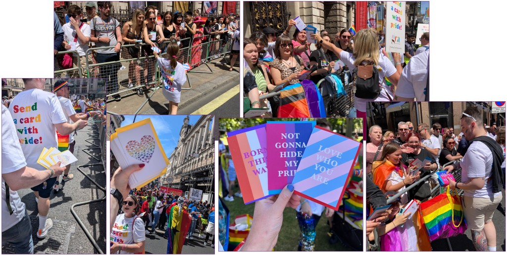 Above: A fresh batch of 25,000 cards is waiting to be handed out in Manchester