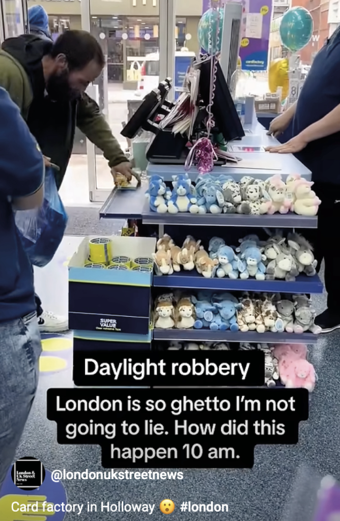 Above: The reel of bold-as-brass shoplifting in a Cardfactory shop demonstrates the sheer gall of some people