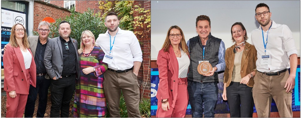 Above & top: POC’s founder and directors Helena Mansell-Stopher, Ian Hyder, Rob Willis and Jakki Brown with editor and community manager Rob Hutchins, and Carousel’s Martin Rees-Davis collects one of the POC Members’ Awards last year