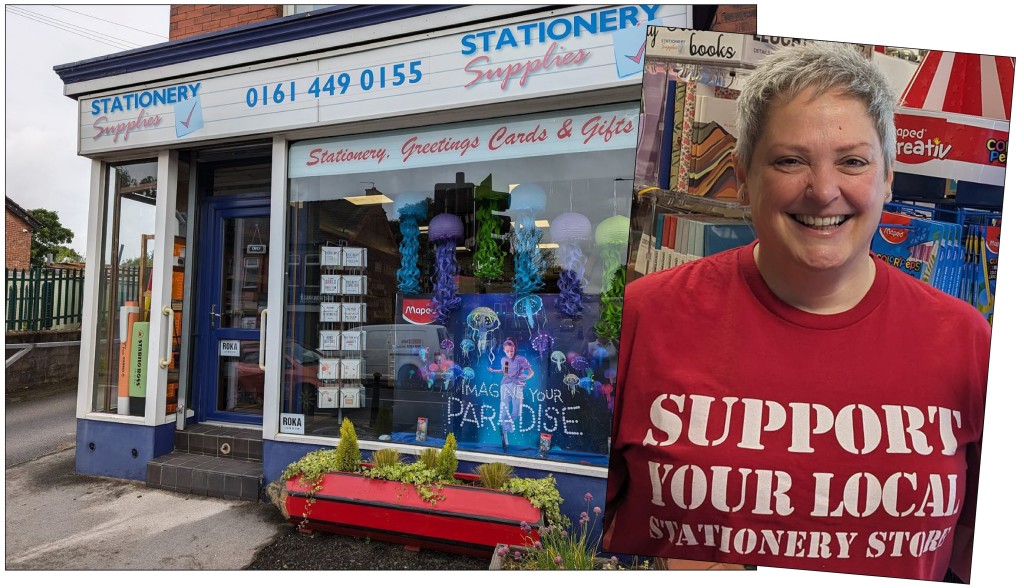 Above: Sarah Laker is promoting Thinking Of You Week at Stationery Supplies