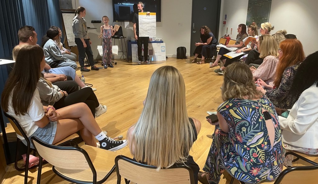 Above: All participants met back in a circle to pool their thoughts and ideas