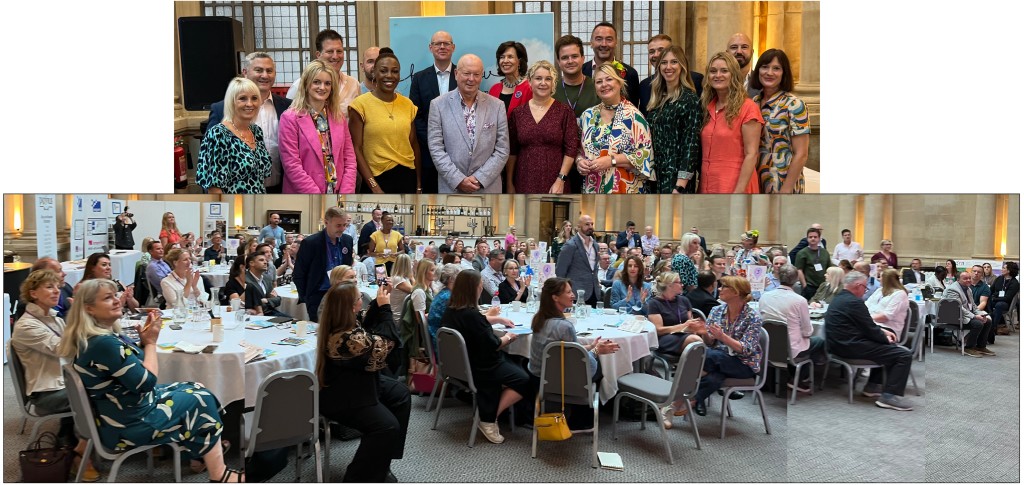 Above: The GCA council including new member Rosie Tate, of Cath Tate Cards, and the full conference audience with council members standing up