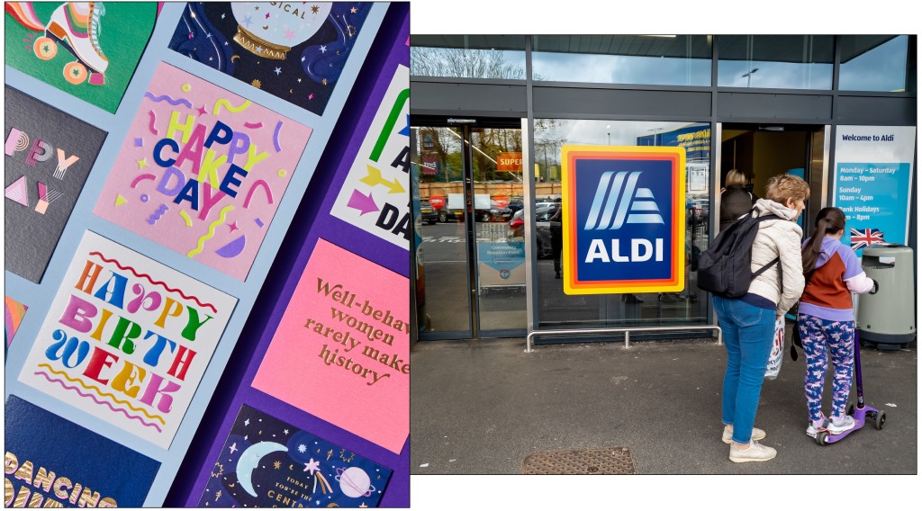 Above: Aldi’s everyday cards are now supplied by Cardfactory