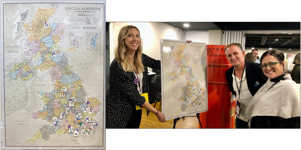 Above: Matt Genower with Stormy Knight’s Sarah Jackson (left) and Paperlink’s Emma Young with the map at last year’s conference