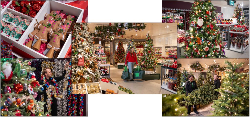 Above: The Christmas shops are now open across the department store’s sites