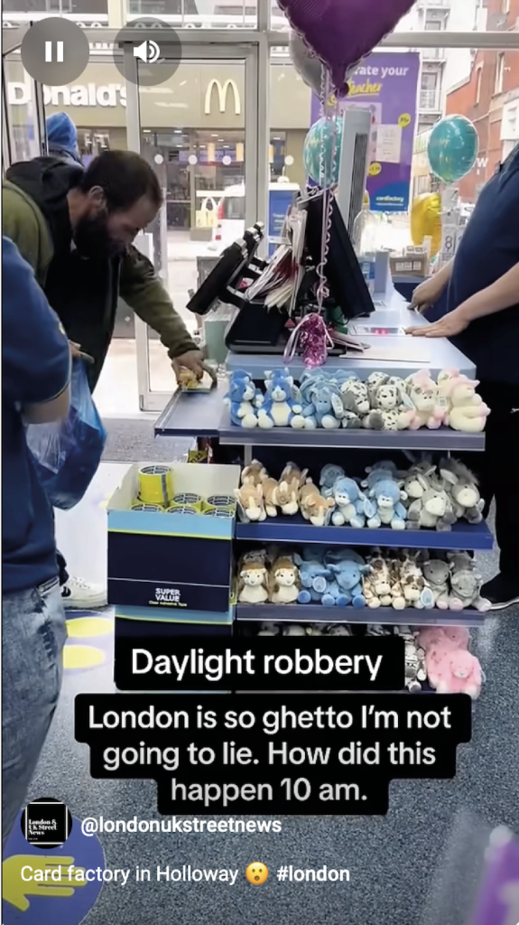 Above: A still from the disturbing video of a shoplifting incident in a Cardfactory store.