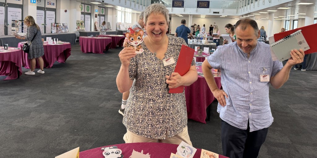 Above: Stationery Supplies’ Sarah Laker going googly eyed at the judging