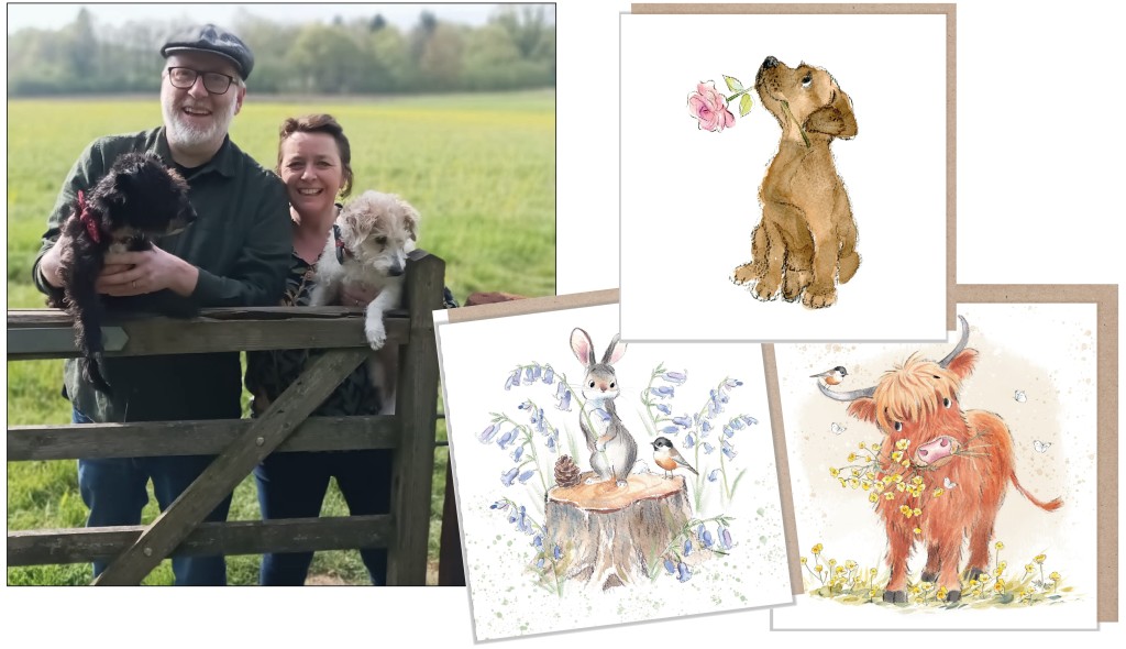 Above & top: Dan and Jo’s animals are moving from cards to gift products