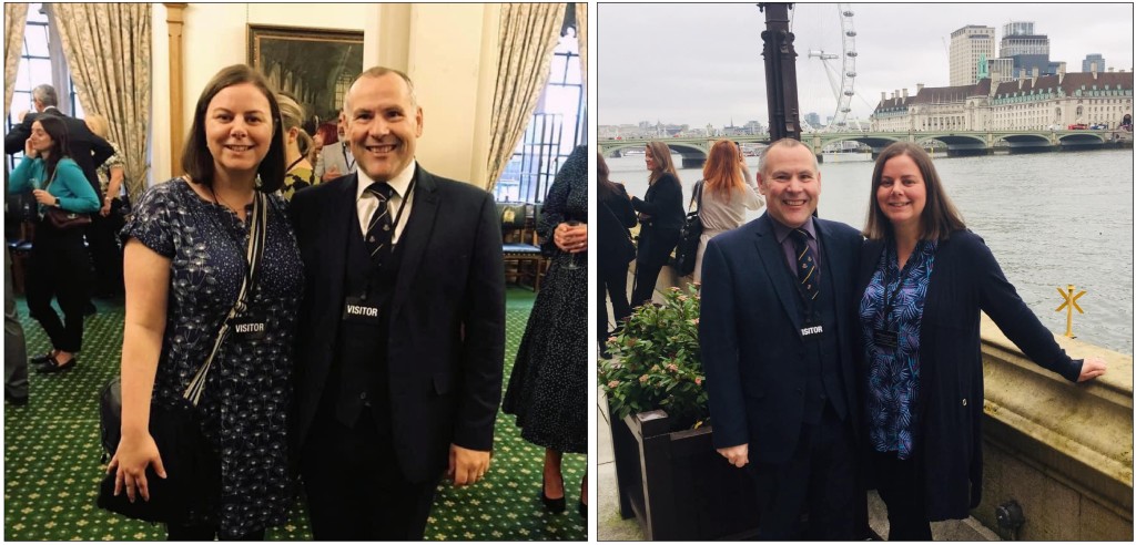 Above: Little Boat Gifts’ Olivia and Peter on two previous visits to Westminster