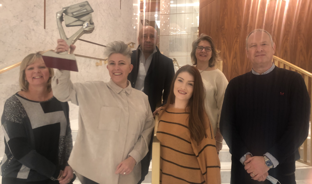 Above: Happier times winning The Henry Cole Classic Award in 2020 (from left) Toni, Jen Rutter David Greaves, Miranda Endres, Elaine Gibson and Brett Smith