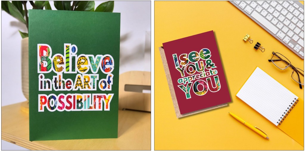 Above: AfroTouch Design’s colourful cards