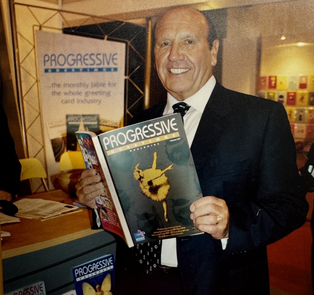 Above: Don Lewin reading a copy of Progressive Greetings