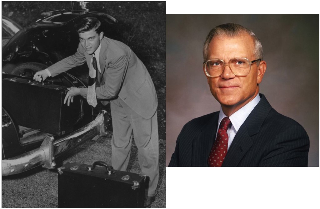 Above and top: Don as a young salesman for the family business and in the official company portrait